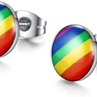 Regenbogen Ohrringe Ohrstecker Gay Pride Ohrringe Runde Ohrstecker lgbt Mode Accessoires Damen Herren