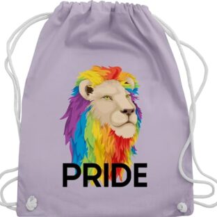 Shirtracer Turnbeutel Rucksack - LGBTQ Kleidung Flag - Pride Löwe – schwarze Schrift - Unisize - Pastell Lila - lesbian baumwolle lqbtq stoff csd beutel lgbtqia stoffbeutel gay lgbt queer regenbogen