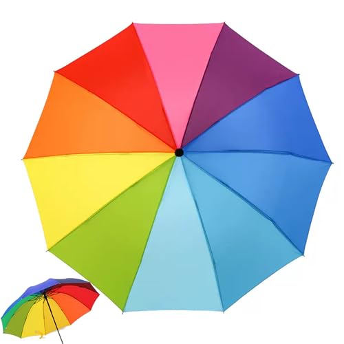 YUEMING Stockschirme Regenbogenregenschirm, Reiseregenschirm, winddichter Regenschirm, Anti-UV-Regenschirm für Damen