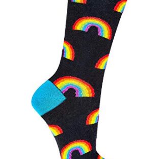 Damen Jungen Mädchen Socken (2 Paar) witzig bunt 36-41 Regenbogen