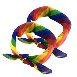 MSLing 2 Stück Regenbogen Bandana Regenbogen Stirnbänder Halstuch Gay Pride Zubehör Kostüm Stirnband Kopftuch Schwule Stolz Party Feier Zubehör