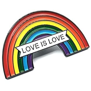 LGBT Gay-Pride-Anstecker im Regenbogen-Look mit der Aufschrift „Love is Love“, emaillierte Anstecknadel aus Metall