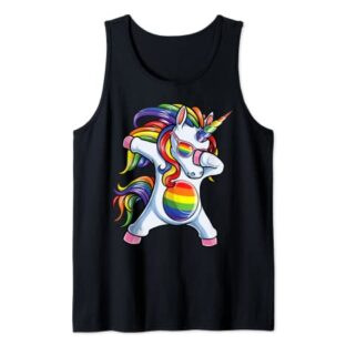 Dabbing Einhorn Gay Pride LGBT Regenbogen Flagge Sonnenbrille LGBTQ Tank Top