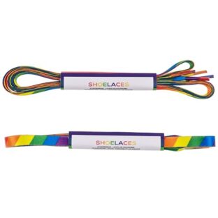 2er Set Regenbogen Schnürsenkel Flach 140cm - Bunte Schuhbendel, Pride & LGBTQ Accessoires - 2 Paar Shoe Laces für Sneaker, Laufschuhe & Sportschuhe - Mehrfarbige Schuhbänder für Festivals und Partys