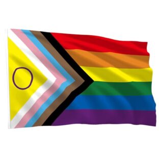 Pride Flag Sticker Set，LGBTQ flagge mit Regenbogen Flagge 150x90 cm + 50 Stück Lgbtq Sticker + 2 Regenbogenfahne Abzeichen, Progress Pride Flagge für Lesbian Flag, Gay Flag