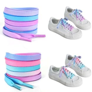 EQLEF Regenbogen schuhbänder, 2 Paare Kinder Gradient Farbigrainbow schnürsenkel regenbogen Mädchen Rosa schnürsenkel kinder 120CM für 5-6 Löcher Sportschuhe Freizeitschuhe Canvas Schuhe