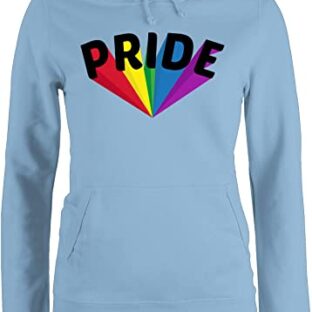 Pullover Damen Hoodie Frauen - LGBTQ Kleidung Flag - Pride Banner Regenbogen - XXL - Hellblau - Queer lqbtq CSD Gay Lesbian LGBT lgbtqia