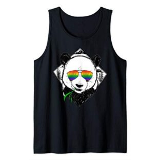 CSD Shirt Damen Regenbogen Flagge LGBT Shirt Panda Love Tank Top