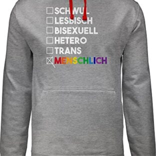 Shirtracer Pullover Herren Frauen Hoodie Kontrast zweifarbig - LGBTQ Kleidung Flag - Menschlich - Deine Wahl - Pride - Regenbogen - weiß - XS - Grau meliert/Rot - LGBT Lesbian Gay lgbtqia lqbtq Queer