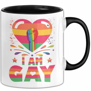 LGBTQ Tasse Geschenk Lesben Schuwle Geschenkidee Gay Pride I Am Gay Kaffee-Becher (Schwarz)