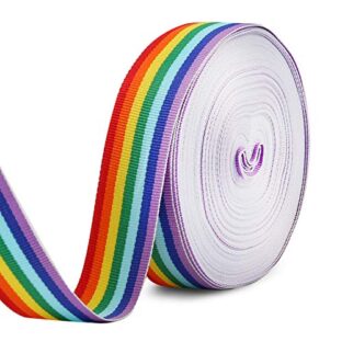 HOWAF Regenbogen Band Regenbogen Ripsband Dekoband Geschenkband Dekoration LGBTQ Hochzeit Geschenk Verpackung Karten Handwerk, 25mm/20m