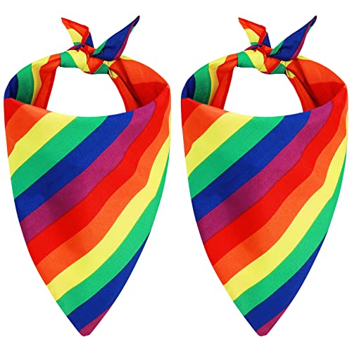 Yolev 2 Stücke Regenbogen Bandanas Buntes Streifen Haarband Quadratisch LGBT Pride Bandana Zubehör Herren und Damen Gay Party Feier Kostüm Zubehör