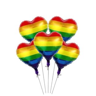 PrideGEO® 5 Stück Folienballon Party Ballons Luftballons mit Regenbogen LGBT+ Farbe, für CSD, Karneval, Hochzeit, Geburtstag usw.