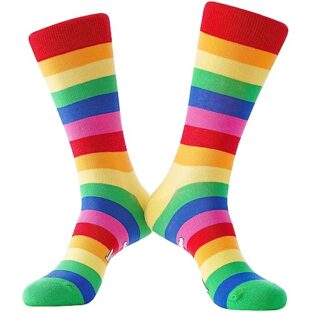 Regenbogen Socken Lustige Socken Herren Damen Pride Socken Bunte Stripe Socken Atmungsaktiv Baumwollsocken Geschenk (as3, numeric, numeric_40, numeric_46, regular, regular, 1Pair-LGBTQRainbow)