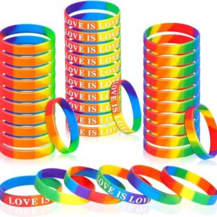 JUNEBRUSHS Pride Armband, 42 Stück Regenbogen Armband Silikon Armbänder LGBTQ Armband Gummi Armbänder Pride Accessoires Gay Pride LGBTQ Accessoires(3 Designs)