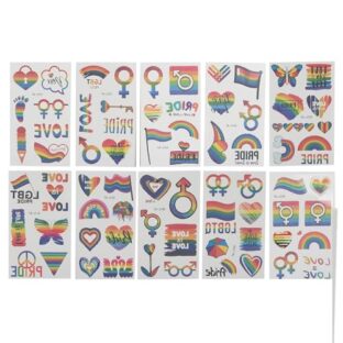 Catime Regenbogen Pride Tattoo LGBT, Temporary Gay Pride Sticker, Temporäre Tattoos Pride Wasserdicht, Fake Tattoos, Stolz Tattoo Gesicht Aufkleber 10 Blatt / 71 Muster für Pride Day Feiern Party