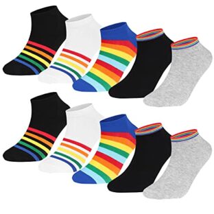 L&K 10 Paar Herren Sneaker Sport Socken Regenbogen Füßlinge aus Baumwolle antibakteriell 2150 43-46