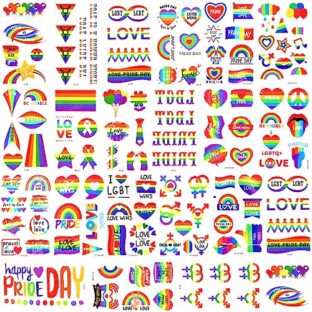 Pride Temporäre Tattoos, JUNEBRUSHS 20 Blatt Gay Pride Tattoos Wasserdichte Regenbogen Tattoos Aufkleber Pride Sticker LGBT Sticker für Pride Parades Festival Party