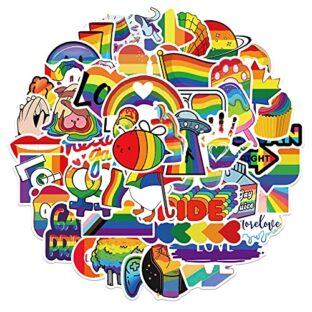 PRETTYSUNSHINE Sticker Set für LGBTQ, 50 Stück Regenbogen Streifen Aufkleber Decals, Wasserdicht Vinyl Stickers für Laptop Koffer Helm Motorrad Skateboard Snowboard Auto Fahrrad