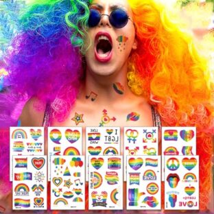 KOBOKO 10 Stück Regenbogen Tattoo Pride, LGBTQ Sticker, LGBT Temporäre Tattoos, Gay Pride Tattoos, Wasserfeste Tattoo-Aufkleber für Feiern, Gay Partys, Pride Festivals, Pride Parade