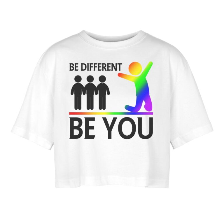 be-different-be-you-frauen-oversized-cropped-t-shirt-weiss