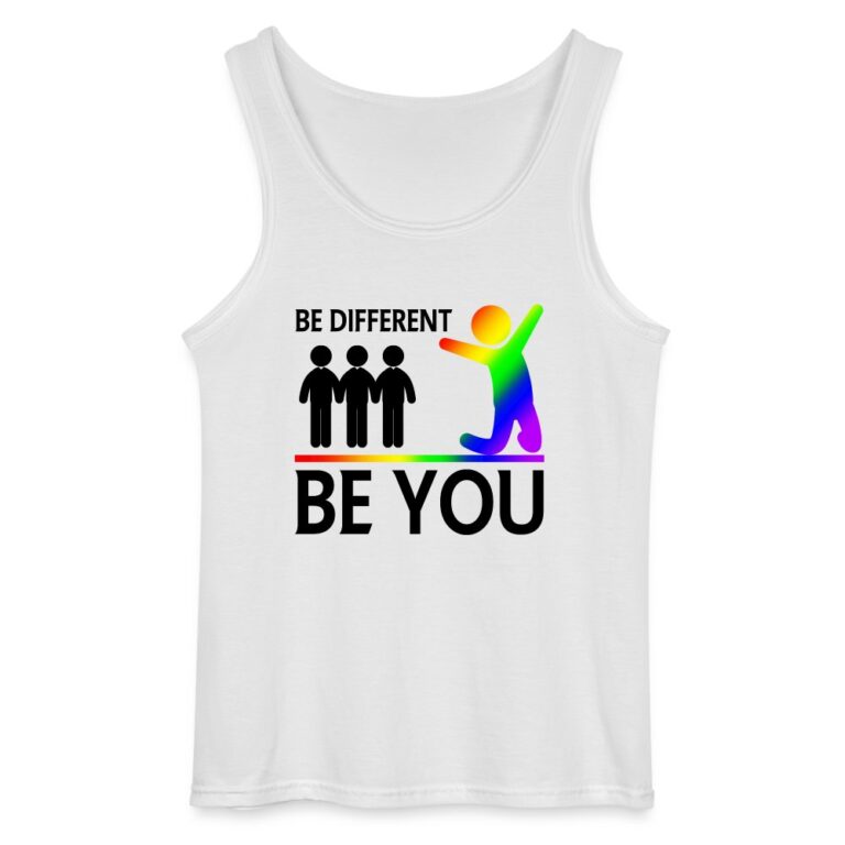 be-different-be-you-gildan-maenner-tank-top-weiss