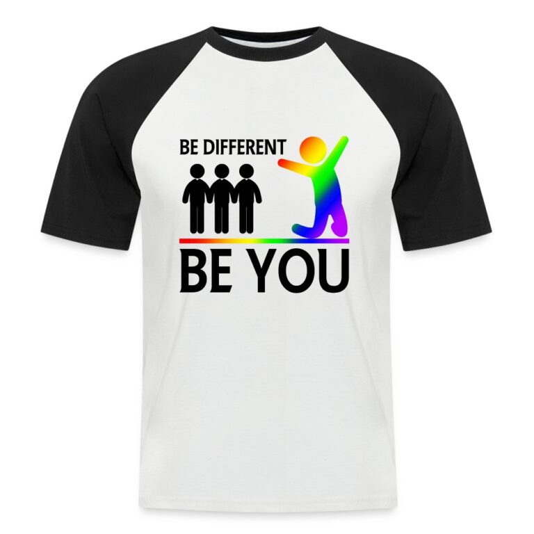 be-different-be-you-maenner-baseball-t-shirt-weiss-schwarz