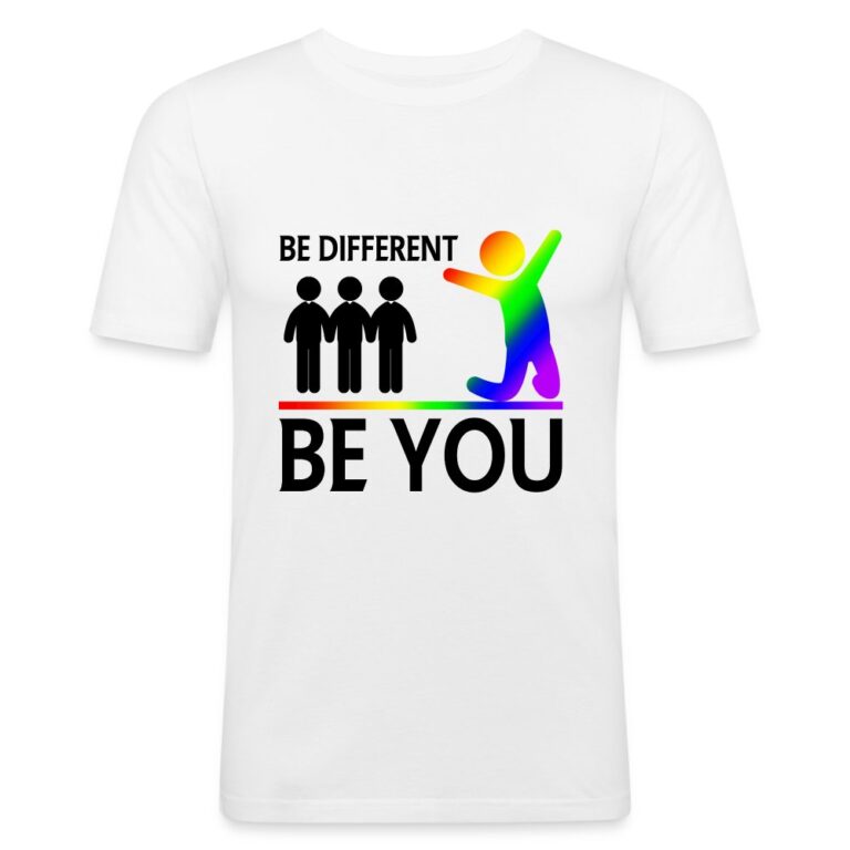 be-different-be-you-maenner-slim-fit-t-shirt-weiss