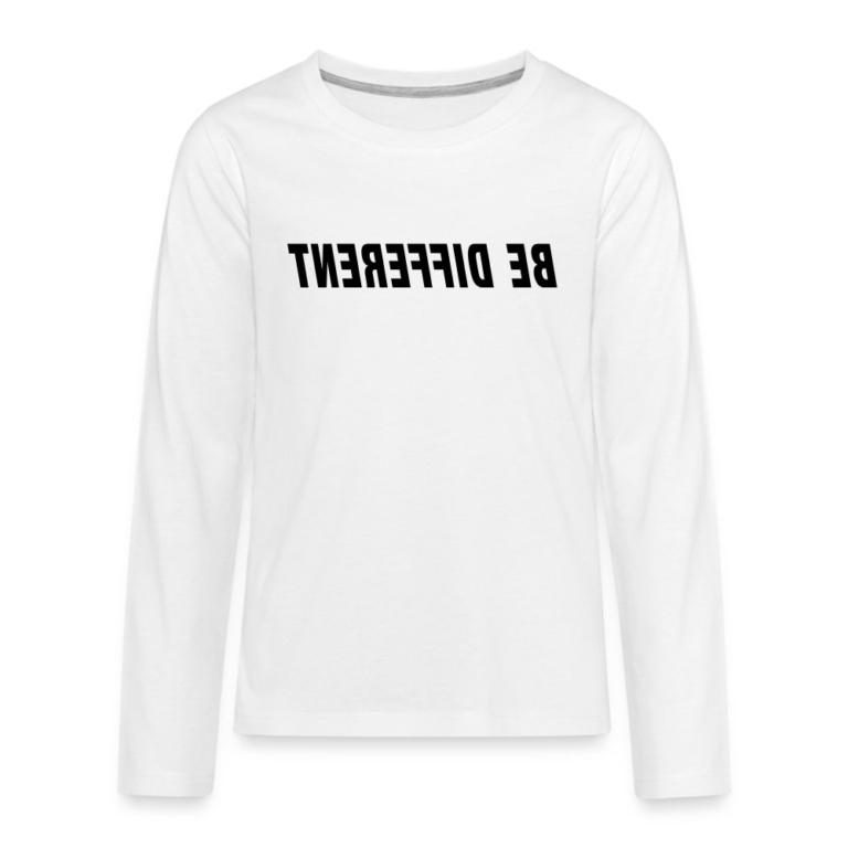 be-different-teenager-premium-langarmshirt-weiss