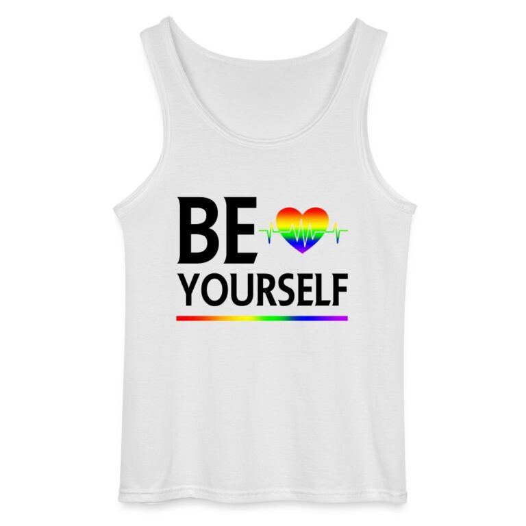 be-yourself-herzschlag-perfekt-fuer-csd-gildan-maenner-tank-top-weiss