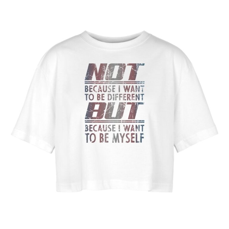 because-i-want-to-be-myself-frauen-oversized-cropped-t-shirt-weiss