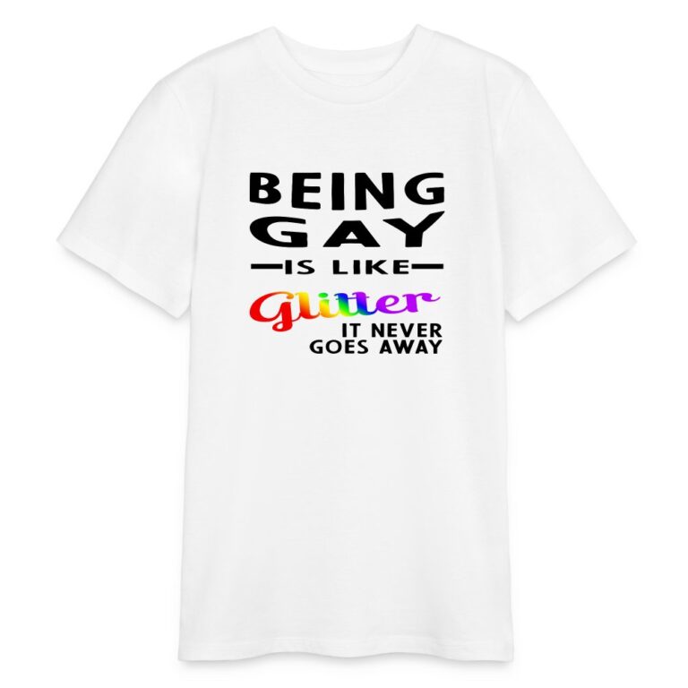 being-gay-is-like-glitter-stanleystella-bio-teenager-t-shirt-mini-creator-weiss
