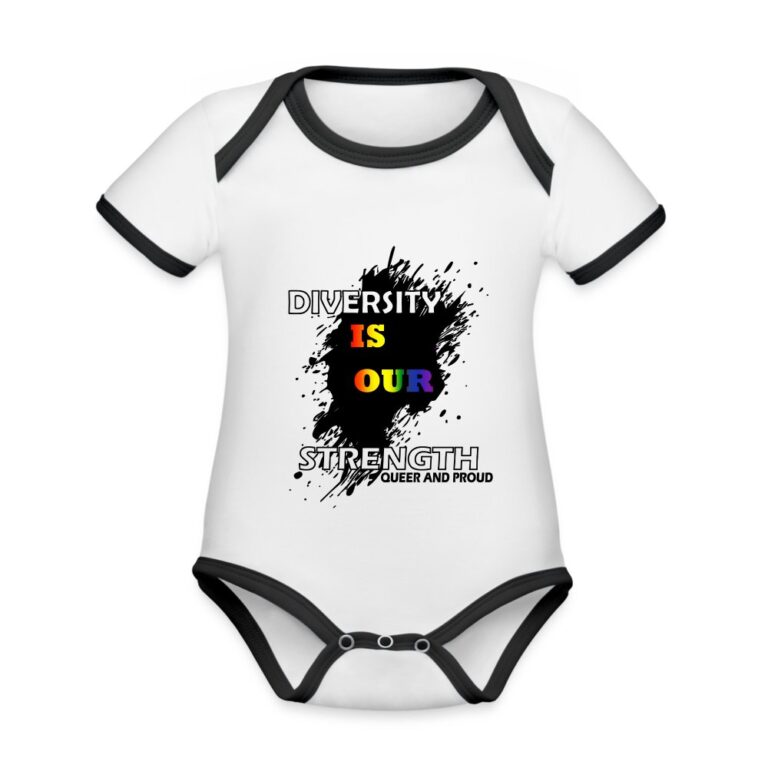 diversity-is-our-strength-queer-and-proud-baby-bio-kurzarm-kontrastbody-weiss-schwarz