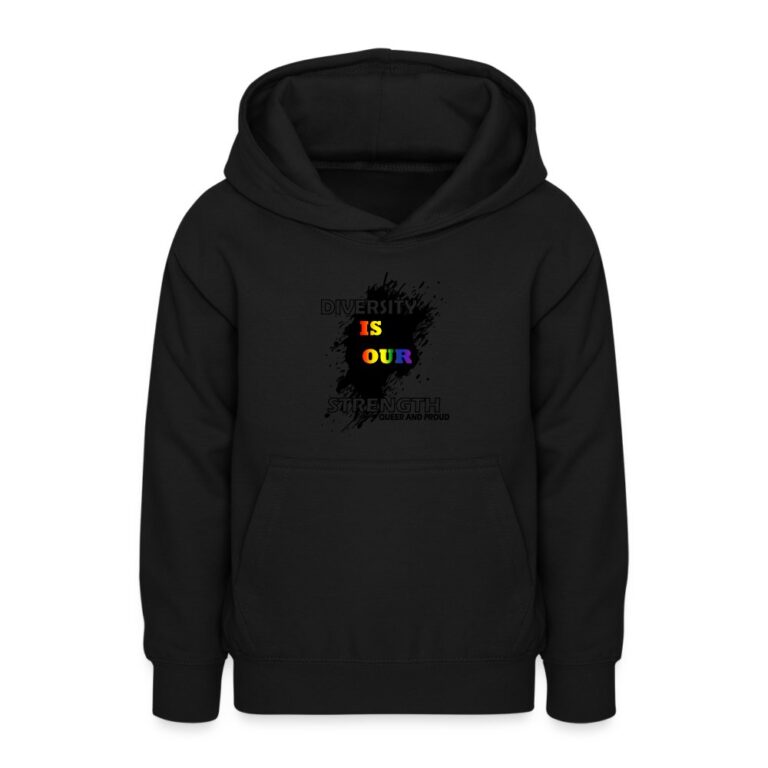 diversity-is-our-strength-queer-and-proud-teenager-hoodie-schwarz