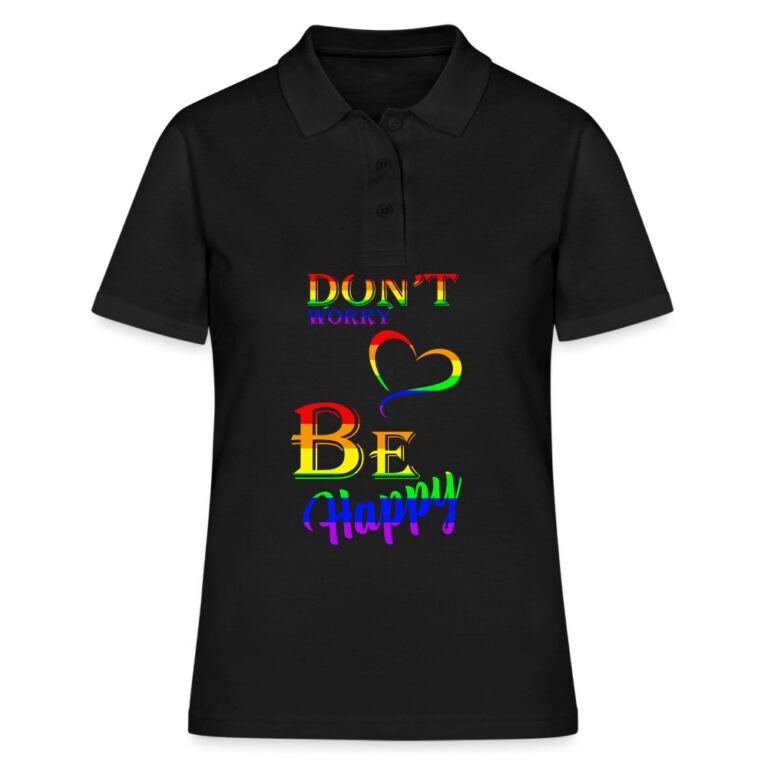 dont-worry-be-happy-frauen-polo-shirt-schwarz