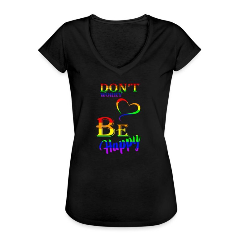dont-worry-be-happy-frauen-vintage-t-shirt-schwarz