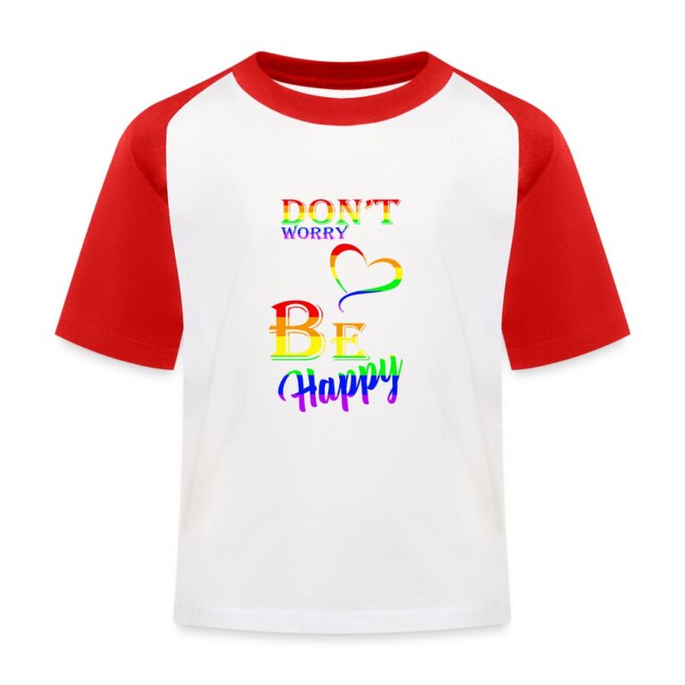 dont-worry-be-happy-kinder-baseball-t-shirt-weiss-rot