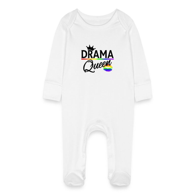 drama-queen-lgbtq-pride-baby-bio-schlafanzug-mit-kratzhandschuhen-weiss