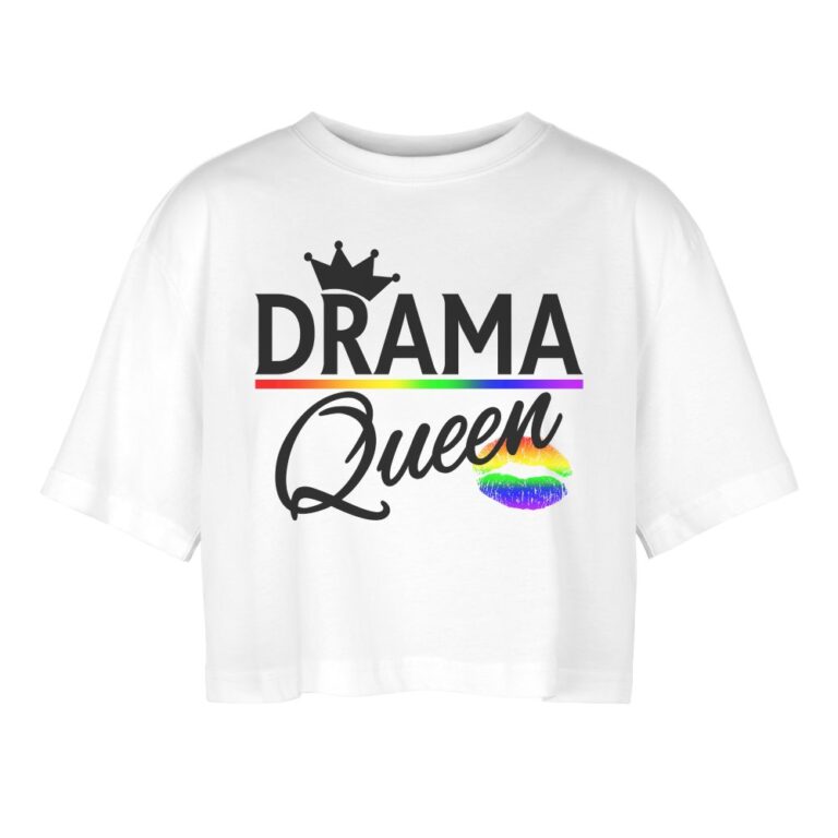 drama-queen-lgbtq-pride-frauen-oversized-cropped-t-shirt-weiss