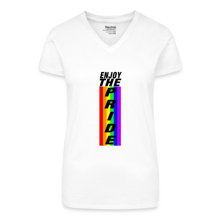 enjoy-the-pride-bio-frauen-t-shirt-mit-v-ausschnitt-weiss