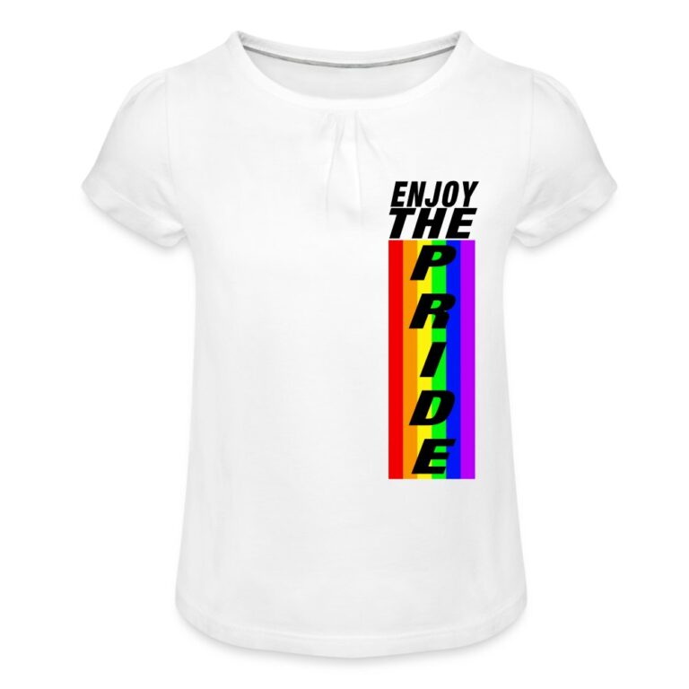 enjoy-the-pride-maedchen-t-shirt-mit-raffungen-weiss