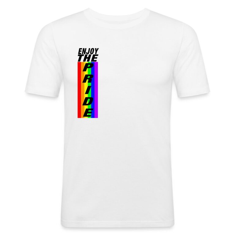 enjoy-the-pride-maenner-slim-fit-t-shirt-weiss