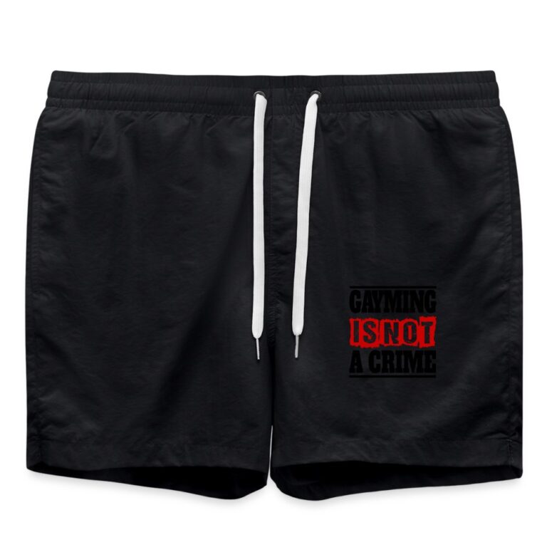gayming-is-not-a-crime-badeshorts-schwarz