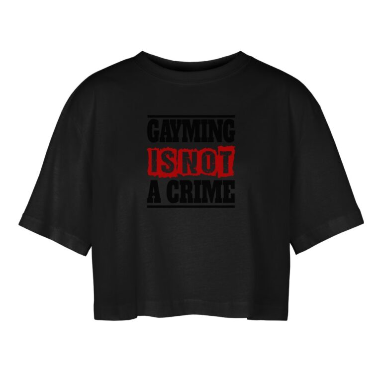gayming-is-not-a-crime-frauen-oversized-cropped-t-shirt-schwarz
