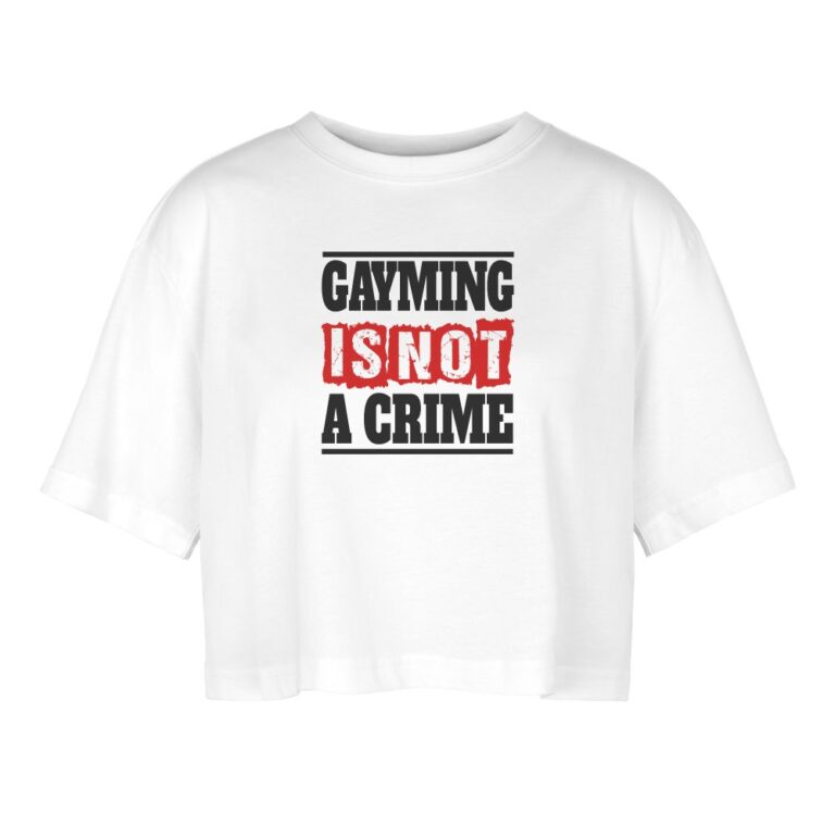 gayming-is-not-a-crime-frauen-oversized-cropped-t-shirt-weiss
