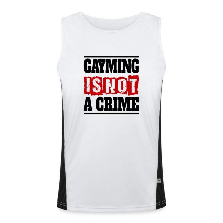 gayming-is-not-a-crime-funktionelles-kontrast-tank-top-fuer-maenner-weiss-schwarz