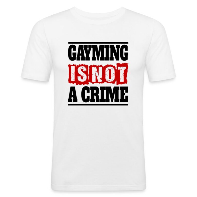gayming-is-not-a-crime-maenner-slim-fit-t-shirt-weiss