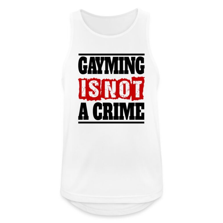 gayming-is-not-a-crime-maenner-tank-top-atmungsaktiv-weiss