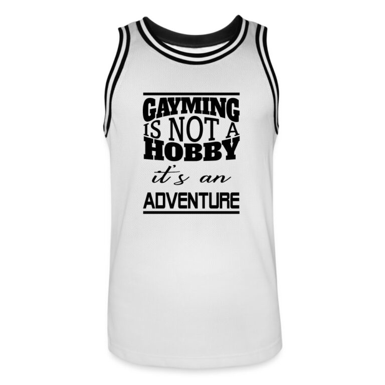 gayming-is-not-a-hobby-maenner-basketball-trikot-weiss-schwarz