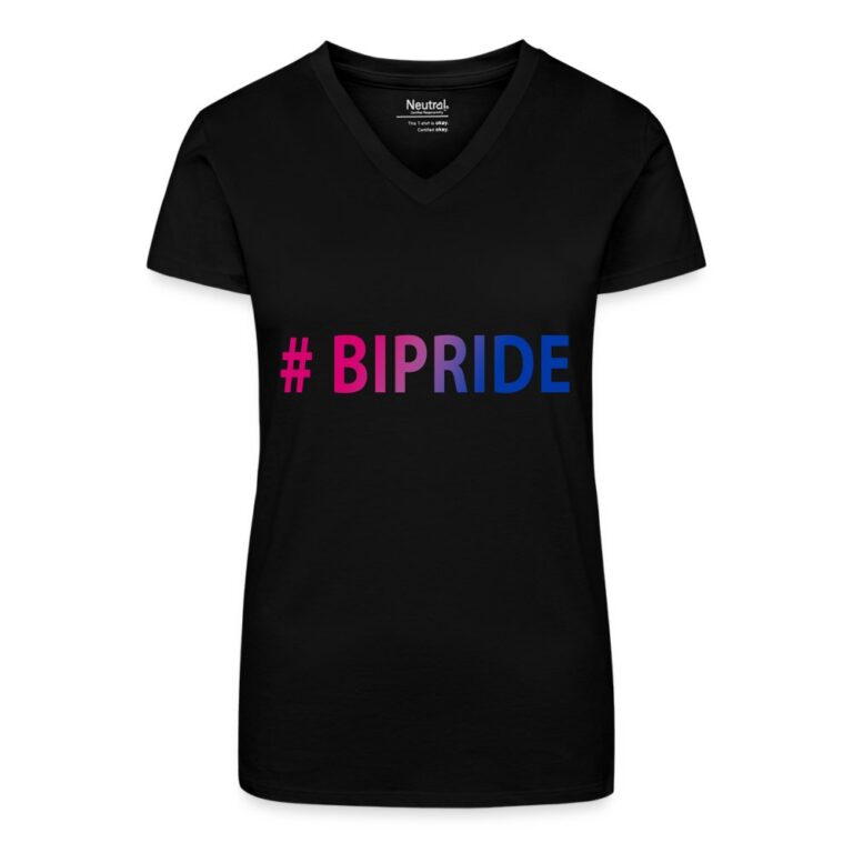 hashtag-bipride-bio-frauen-t-shirt-mit-v-ausschnitt-schwarz